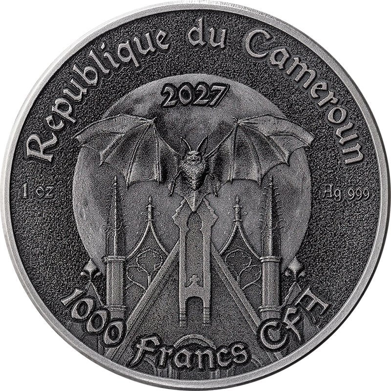 Kamerun Fledermaus 2027 1 oz Silber Kreaturen der Nacht Antikfinish