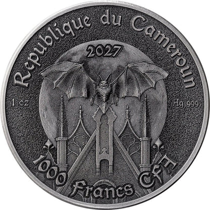 Kamerun Fledermaus 2027 1 oz Silber Kreaturen der Nacht Antikfinish