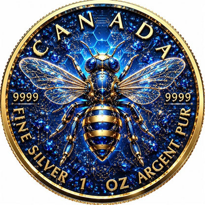 The Sapphire Bee Maple Leaf 2026 Kanada 1 oz Silber PF Coins
