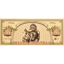 Aurum Santa Buck – 100 mg Goldbanknote mit viktorianischem Weihnachtsmotiv und feinen Ornamenten.