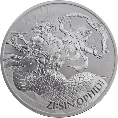 Südkorea 2025 – 1 oz Silber ZI:SIN OPHIDIA Jahr der Schlange in Kapsel

