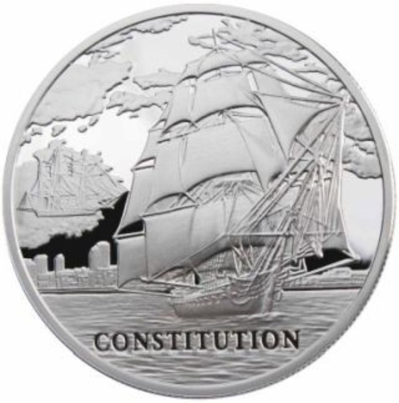Silbermünze Weißrussland 2010 – 20 Rubel USS Constitution mit Hologramm

