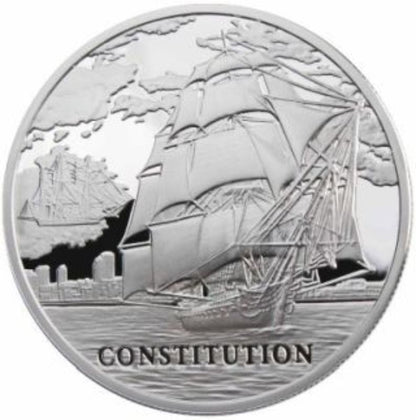 Silbermünze Weißrussland 2010 – 20 Rubel USS Constitution mit Hologramm

