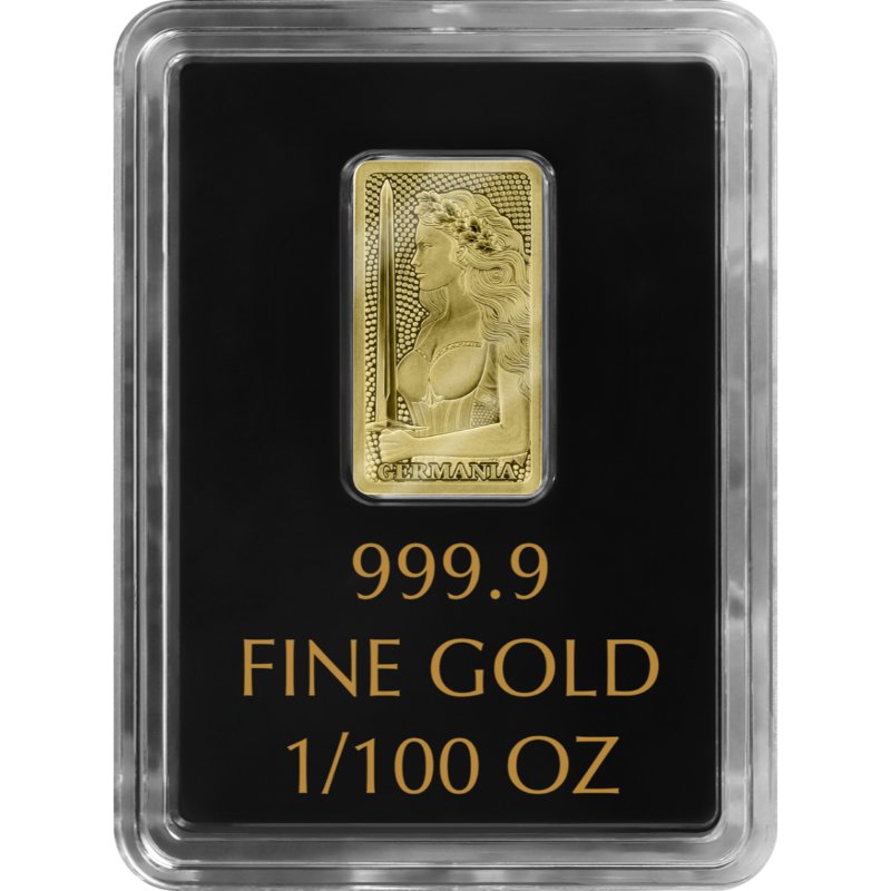 Goldbarren Germania Mint 1/100 oz Stamped Bar