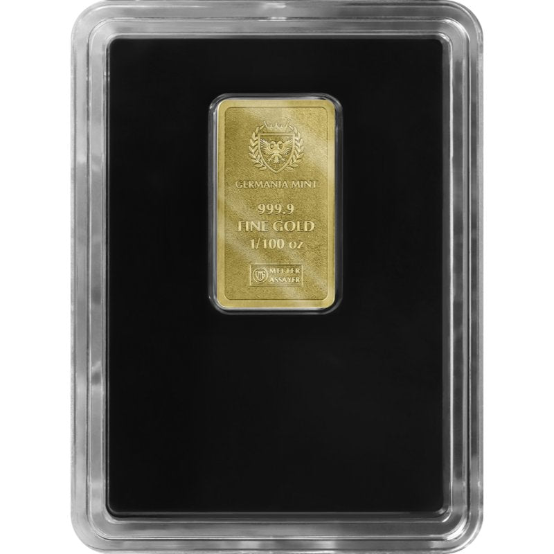 Goldbarren Germania Mint 1/100 oz Stamped Bar