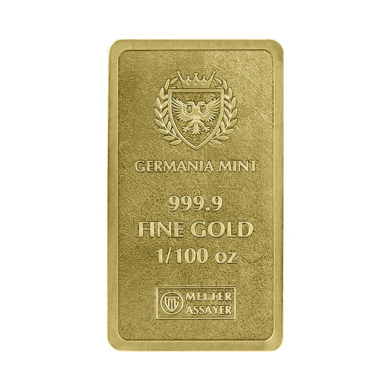Goldbarren Germania Mint 1/100 oz Stamped Bar