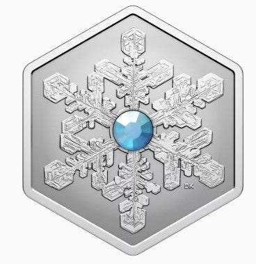 Kanada 2024 Snowflake 1 oz Silber Hexagon Reverse Proof mit blauem Kristall