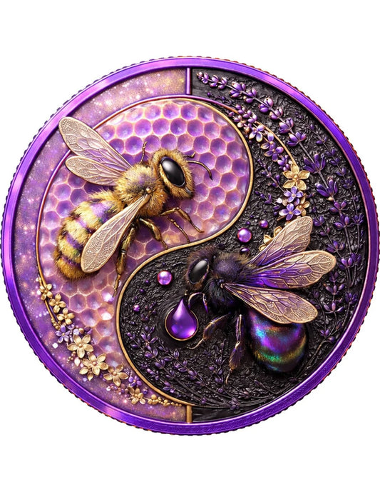 1oz Kupfer Italien - HONEY BEE Lavendelblüte Yin Yang 2026
