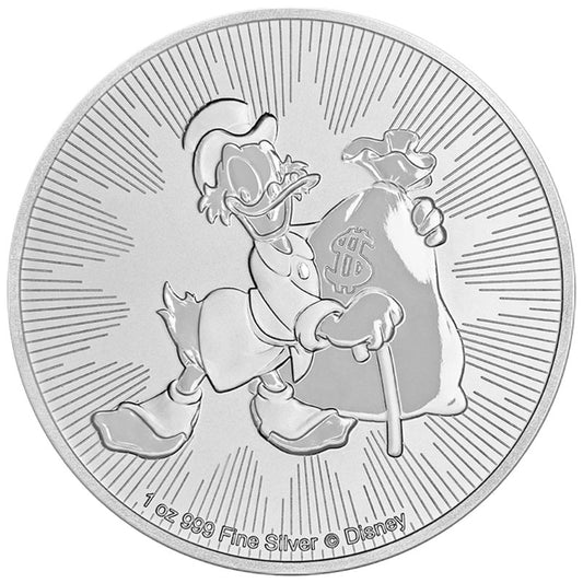 Silbermünze 1 oz 2018 – Dagobert Duck, Disney, Stempelglanz, Niue, differenzbesteuert

