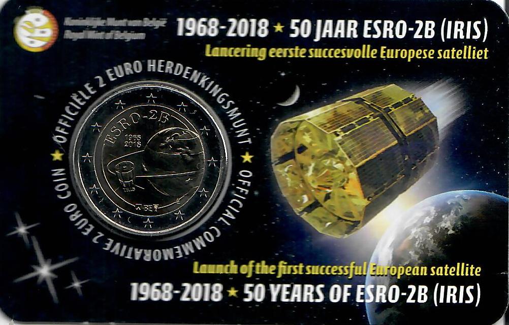 Belgien 2€ 2018 - Satellit ESRO CC Frankreich