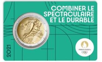 Frankreich 2€ 2021 - 5x Olympia 2024 Coincards