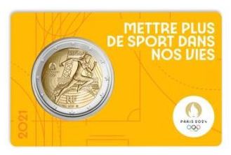 Frankreich 2€ 2021 - 5x Olympia 2024 Coincards