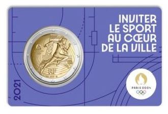 Frankreich 2€ 2021 - 5x Olympia 2024 Coincards