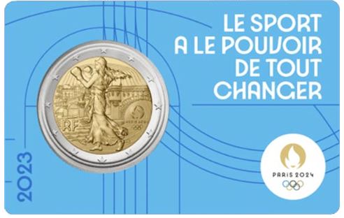 Frankreich 2€ 2023 - Olympia 2024 CC blau