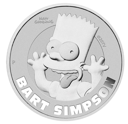 Silbermünze 1 oz 2022 Tuvalu Bart Simpson, Perth Mint, The Simpsons, Originalkapsel

