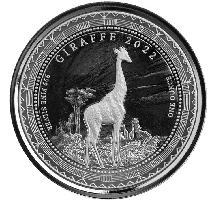 Silbermünze 1 oz Giraffe 2022 – Äquatorialguinea, Scottsdale Mint

