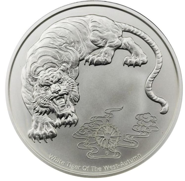 Silbermünze Samoa 2023 – Weißer Tiger, 1 oz, Four Guardians Serie, erste Ausgabe

