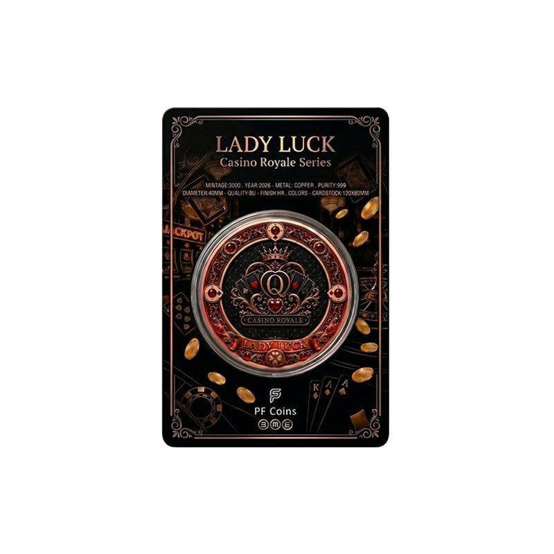Lady Luck Casino Royale 2026 Kupfermedaille in Präsentationskarte
