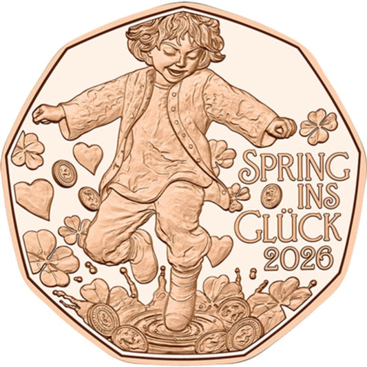 5 Euro Kupfer Neujahrsmünze Spring ins Glück 2026