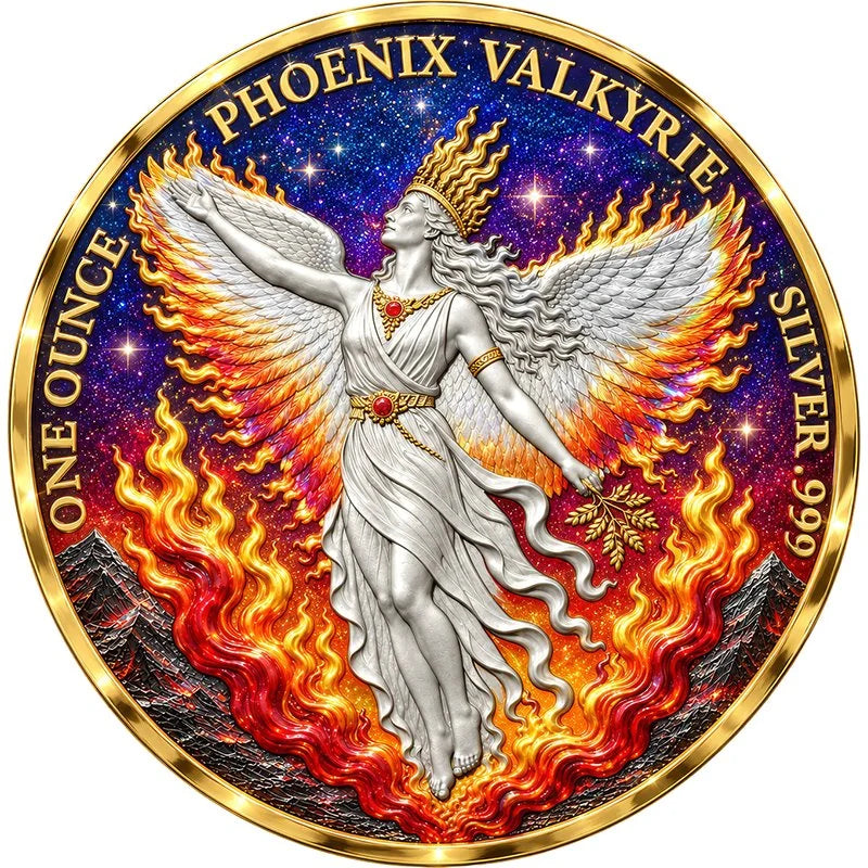 Phoenix Valkyrie Cosmic Flame 2026 1 oz Silber Diamond Finish 24K Gold

