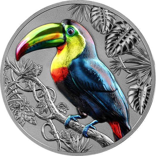 Niue Rainbow Toucan 2026 2 oz Silber High Relief
