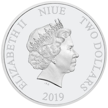Niue 2-Dollar-Silbermünze 2019 „Year of the Pig“ – farbig, 1 oz, Proof

