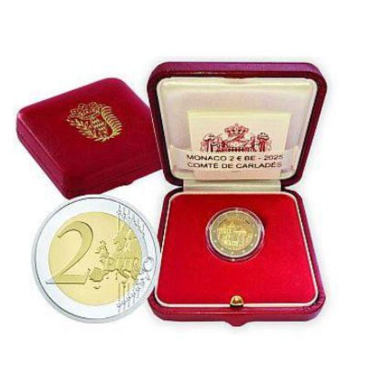2 Euro 2025 Monaco Comté de Carladès, Polierte Platte, offizielle Ausgabe


