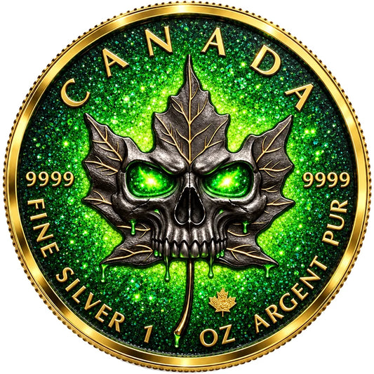 TOXIC MAPLE 2026 1 oz Silver Maple Leaf Diamond Dust 24K Gold