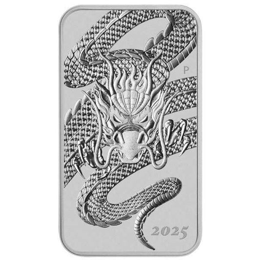Australien 2025 – 1 oz Silbermünzbarren Rectangular Dragon mit asiatischem Drachen

