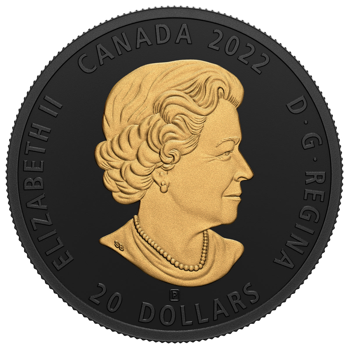 Kanada 20 Dollar 2022 Schwarz & Gold Otter – Rückseite