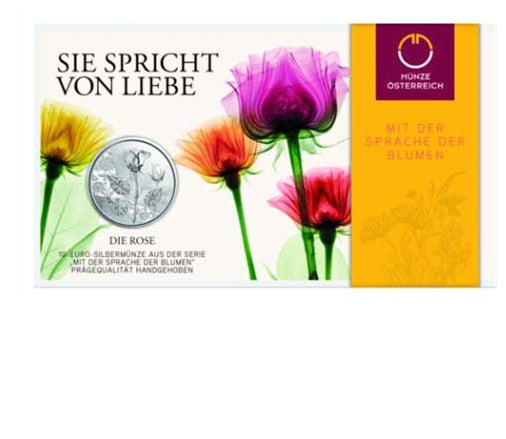 10 Euro Silber 2021 Rose hgh im Folder
