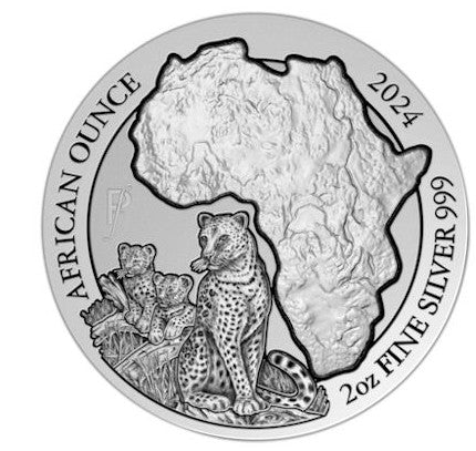 Ruanda Leopard 2024 2 Unzen Silbermünze Piedfort