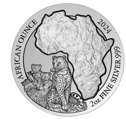 Ruanda Leopard 2024 2 Unzen Silbermünze Piedfort